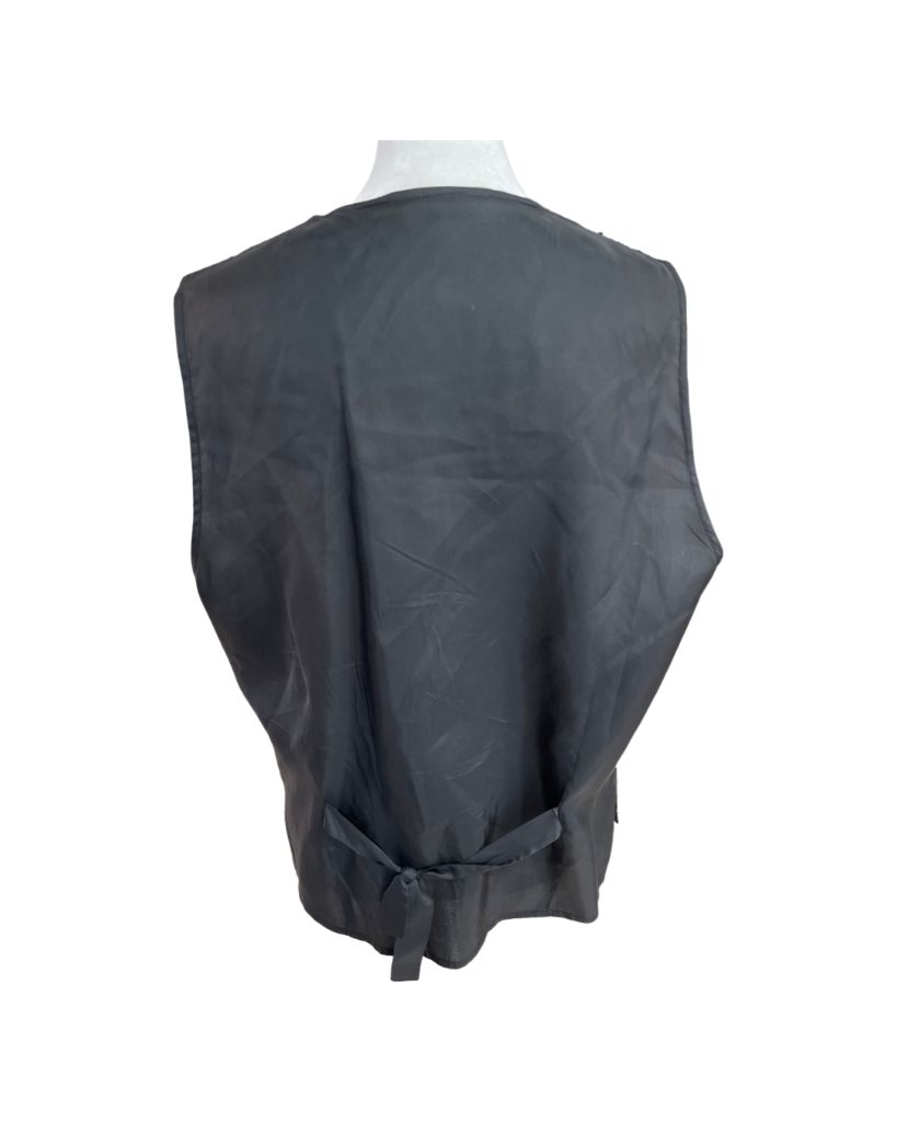 Carole Little Vintage Black Beaded Lace Front Button Vest