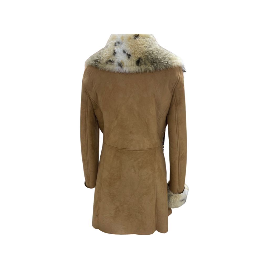 Larry Levine Faux Suede and Fur Coat