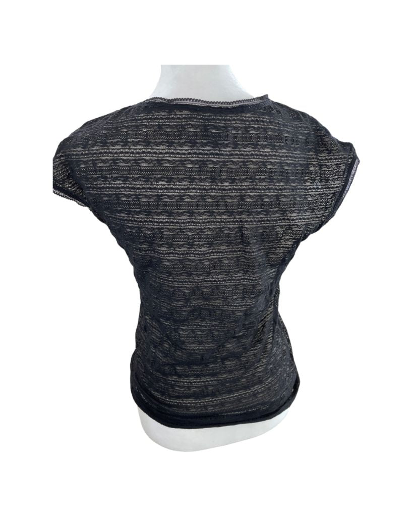 Ann Taylor Black Textured V-Neck Wrap Blouse