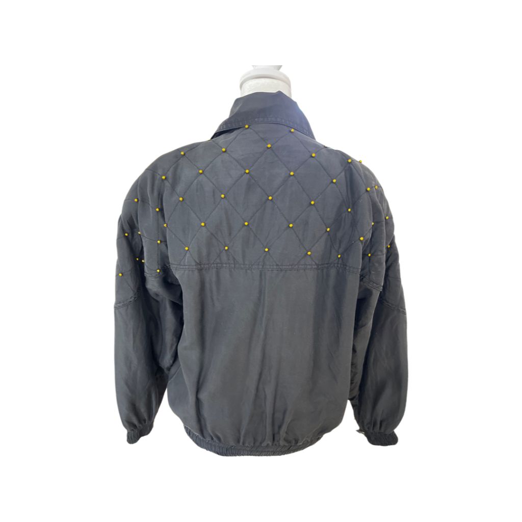 Fuda International Vintage Silk Black Track Jacket with Gold Accents