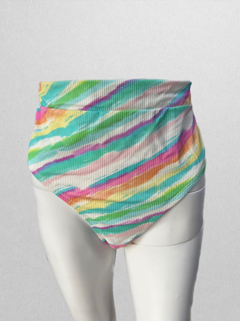 Xhilaration Pastel Stripes High-Waisted Swim Bottom (1X)