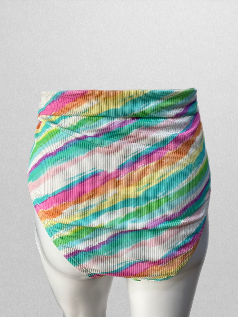 Xhilaration Pastel Stripes High-Waisted Swim Bottom (1X)