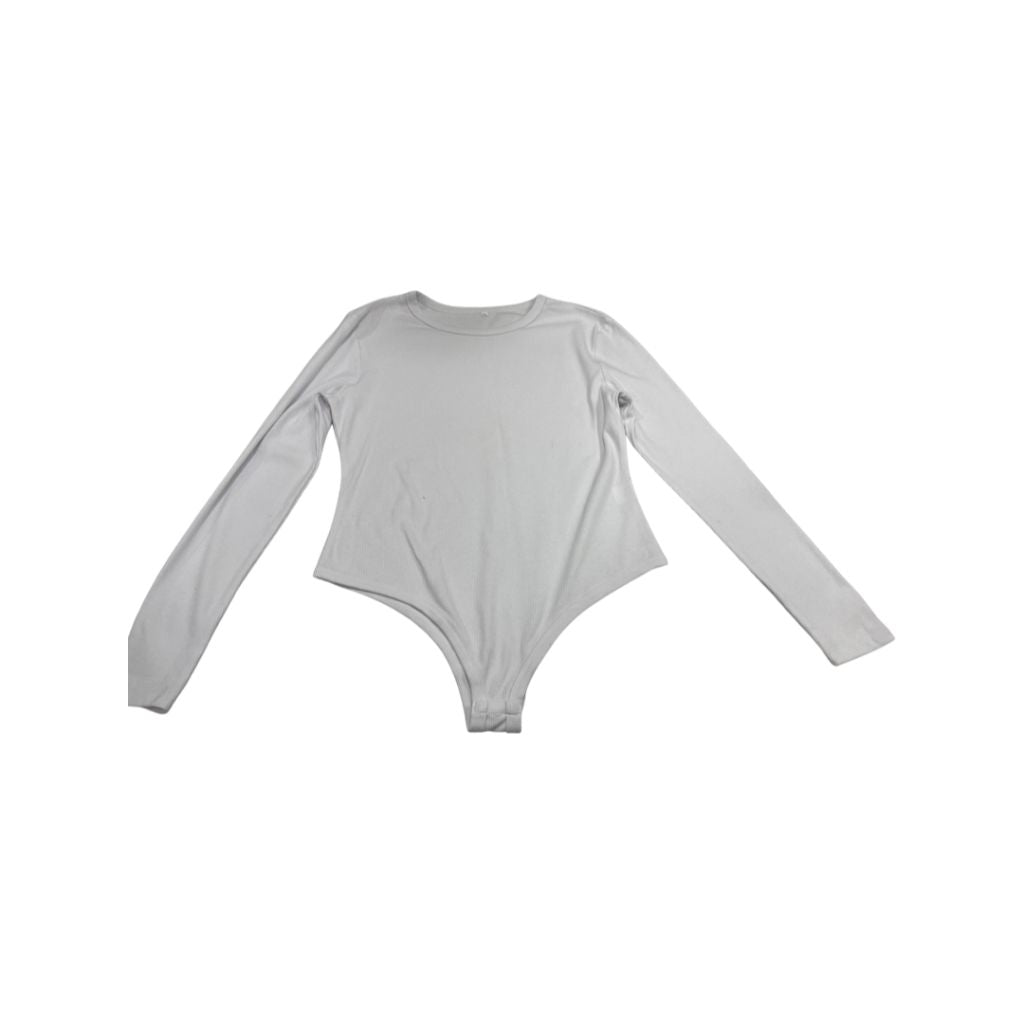 Long Sleeve Ribbed White Bodysuit