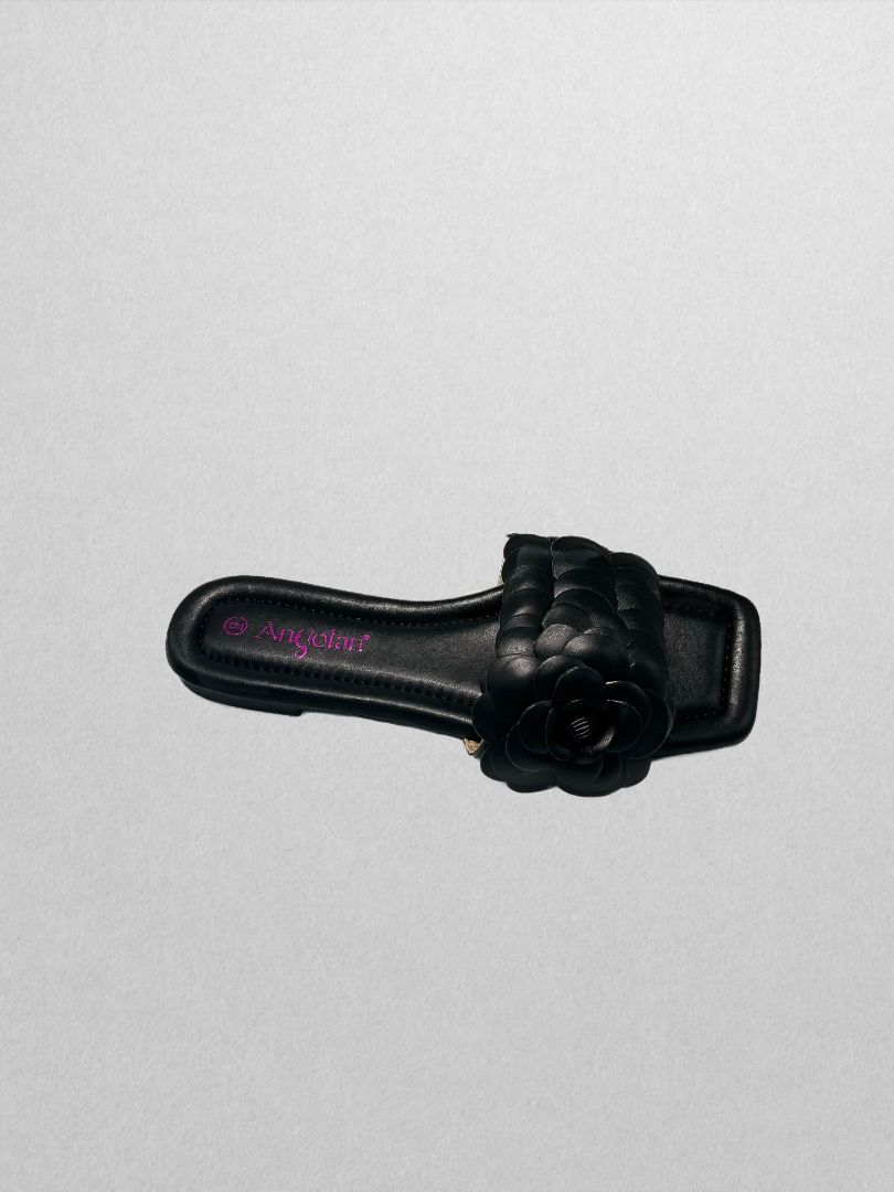 Ango Lan Black Floral Slide Sandals (NIB)