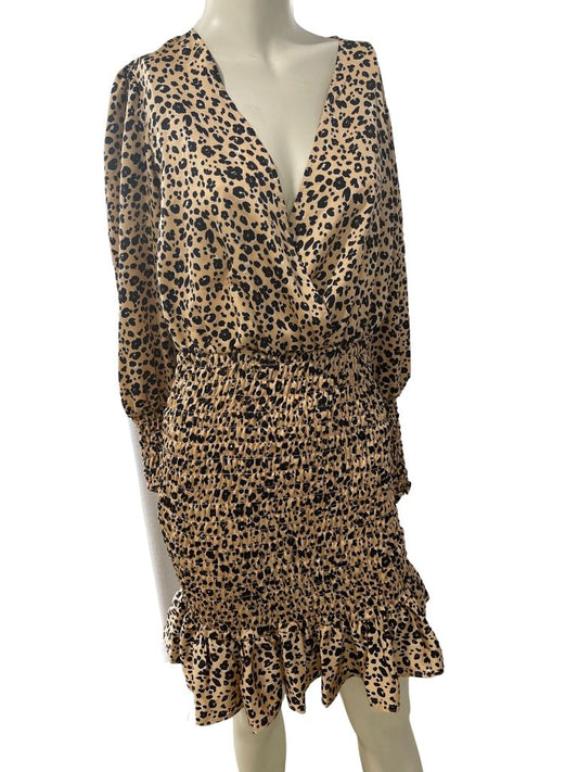 ASOS Design Leopard Mini Dress with Long Puff Sleeves