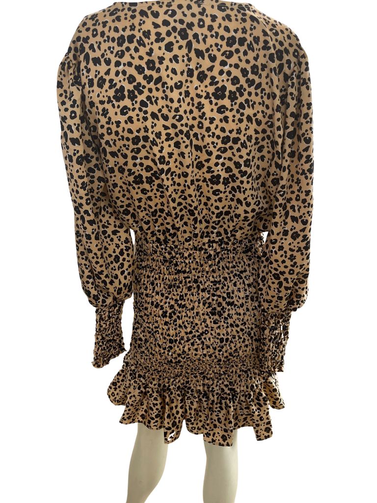 ASOS Design Leopard Mini Dress with Long Puff Sleeves