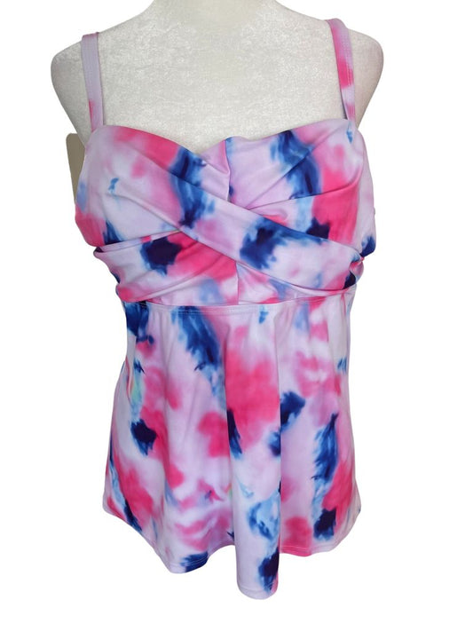 Adisputent Tie Dye Tankini Swim Top with Black Swim Shorts (NWT)