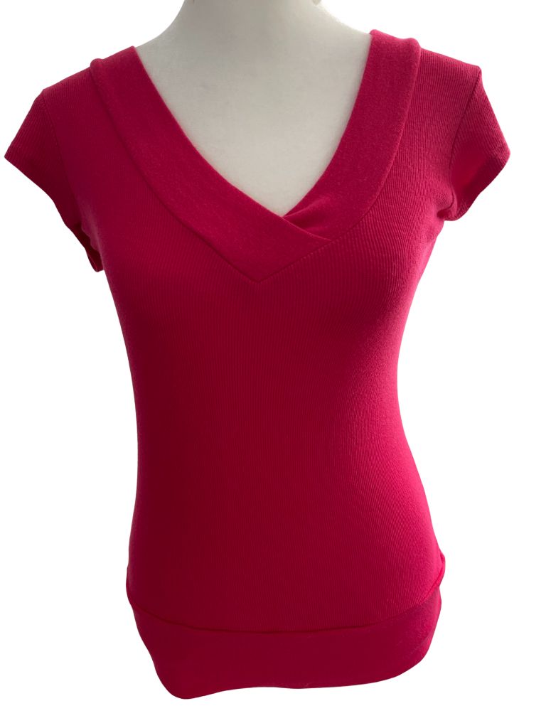 Allison Brittney Hot Pink V Neck Long Tee