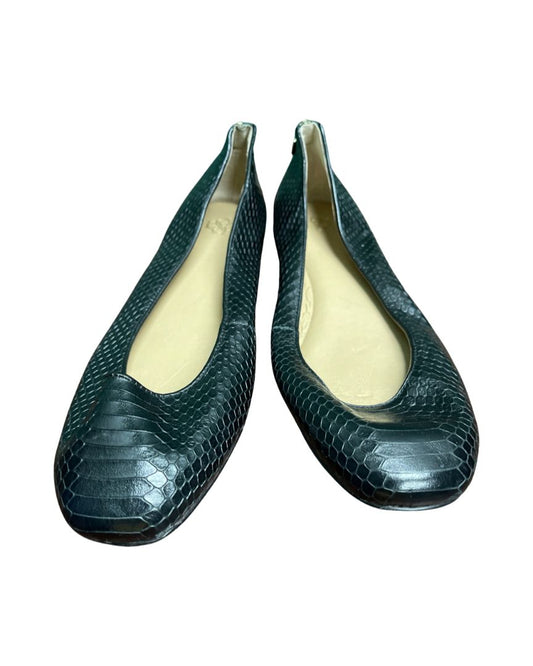 Ann Taylor Black Faux Snakeskin Flats