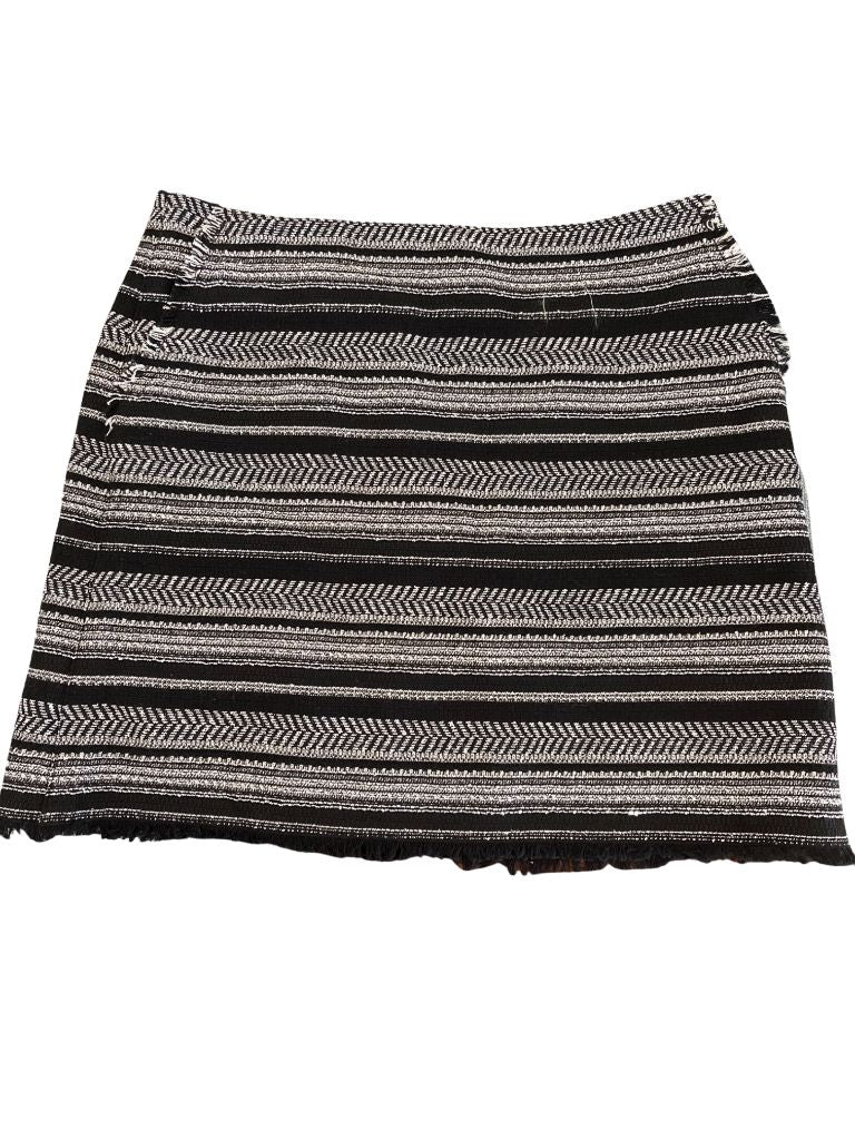 Ann Taylor Loft Black/White Skirt with Fringe Hem