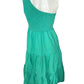 Anrabess Green One Shoulder Smocked Maxi Dress