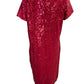 Ashley Stewart Red Sequin Short Sleeve Dress