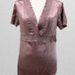 BCBGMAXAZARIA Short Sleeve V Neck Purple Blouse