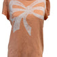 Banana Republic Peach White Bow Short Sleeve Tee