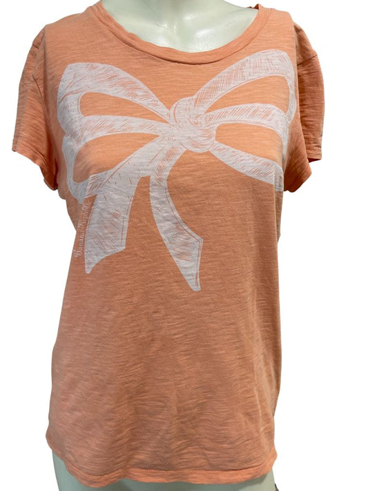 Banana Republic Peach White Bow Short Sleeve Tee