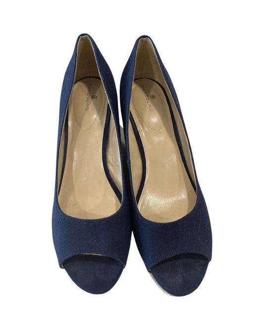 Bandolino Navy Canvas 'Nuri' Peep Toe Wedge Heel
