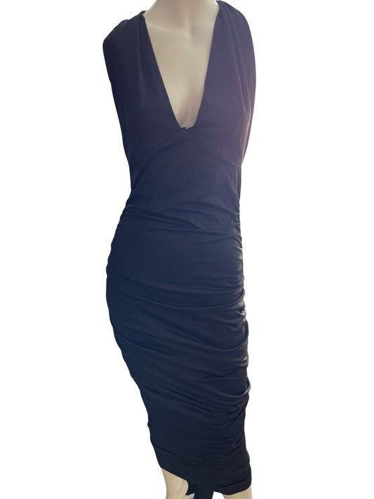 Black Bodycon Halter Ruched Maxi Dress