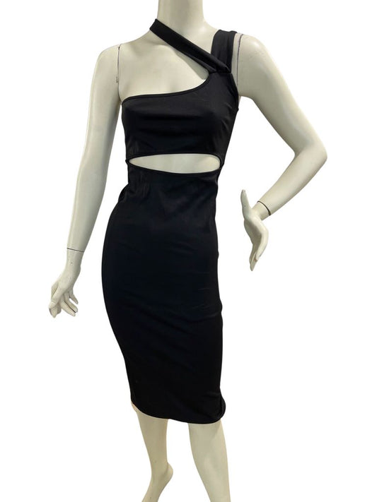 Black Bodycon One Shoulder Cocktail Dress