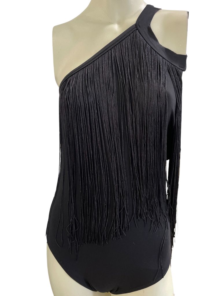 Black Bodysuit with Fringe