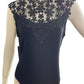 Black Bodysuit with Lace Collar Detail and Tie-Back