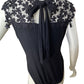Black Bodysuit with Lace Collar Detail and Tie-Back