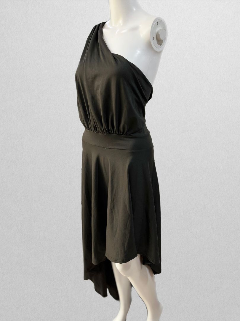 Black One-Shoulder High-Low Asymmetrical Dress