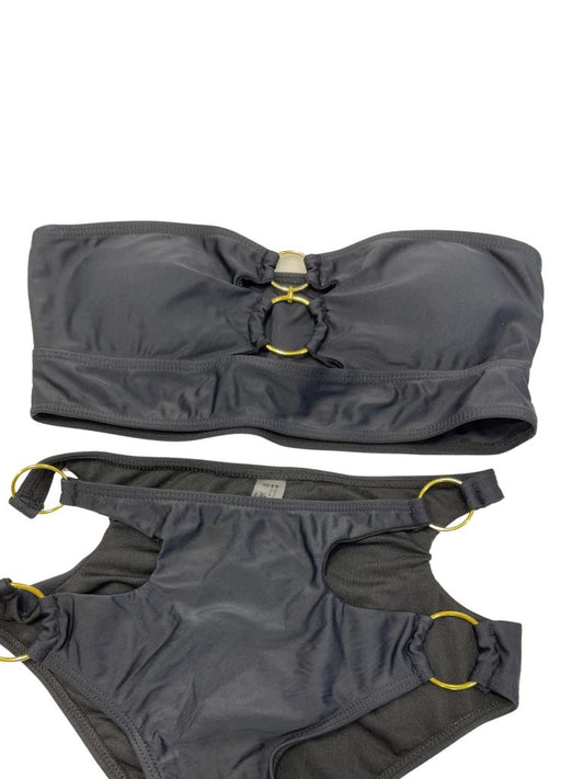 Black Swim Two Piece Bikini with Gold Circles