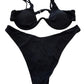 Black Swim Two Piece with High Cut Bottoms  and Underwire Top