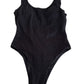 Black Textured Swim One Piece