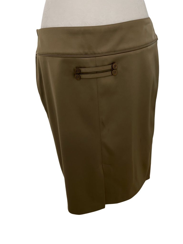 Chantall Olive Sateen Pencil Skirt