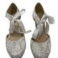 Chelsea Crew 'Alter' White and Silver Lace Satin Bow Tie Heels