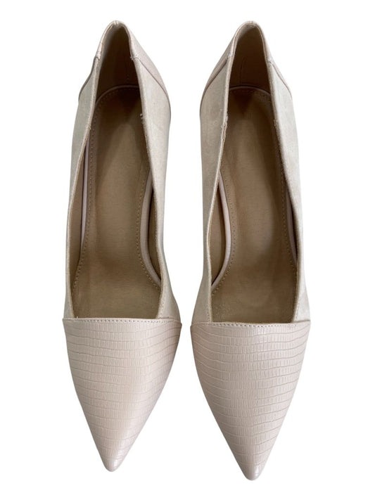 Coutgo Nude Stiletto Suede and Snake Texture Heels