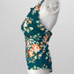 Cupshe Teal Floral Halter Neck Scalloped One Piece Swimsuit