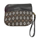 DV Black/White/Brown Geometric Fabric Zipper Clutch