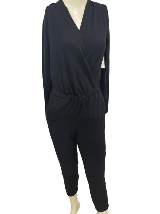 Daily Ritual Black V Neck Long Sleeve Jumpsuit