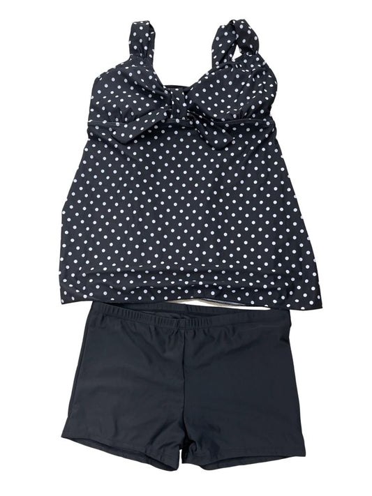 Danify Black/White Polka Dot Tankini Swim Two-Piece