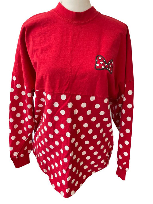 Disney Parks Red and White Polka Dot Disney Spirit Pullover Sweater