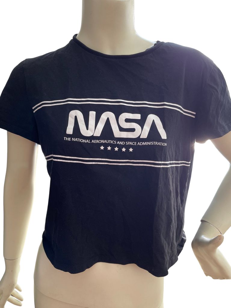 Divided Black Short Sleeve Crop Tee 'NASA'