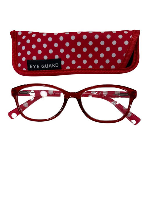 Eyeguard Red and White Polka Dot Reading Glasses