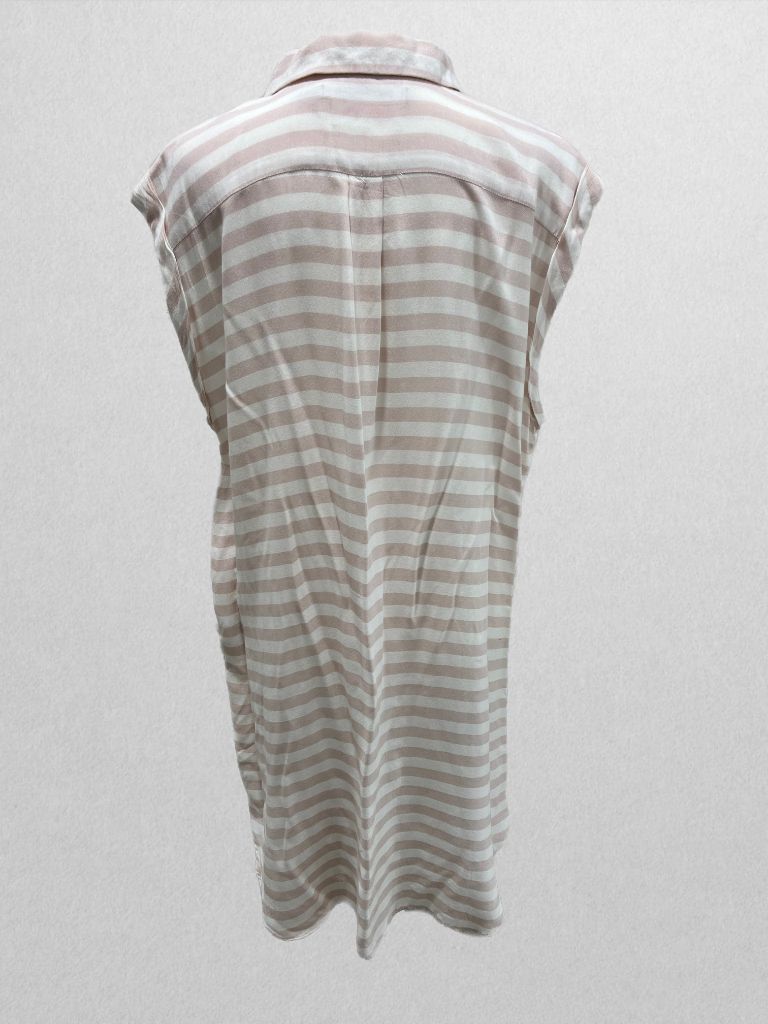 Calvin Klein Pink/White Striped Button-Up Sleeveless Blouse