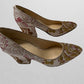 Nine West Cream/Rose Embroidered Tapestry Floral Heels