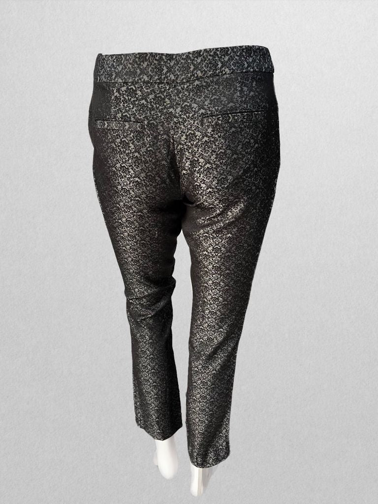 Tahari Black Jacquard Print Pants