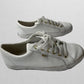 Keds White Jump Kick Leather Sneaker with Gold Accents