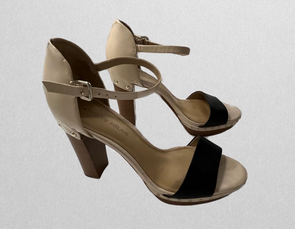 Antonio Melani Ivory/Black Open Toe Heels