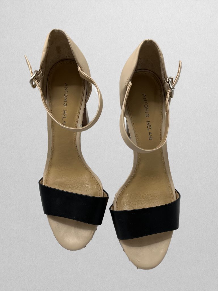 Antonio Melani Ivory/Black Open Toe Heels