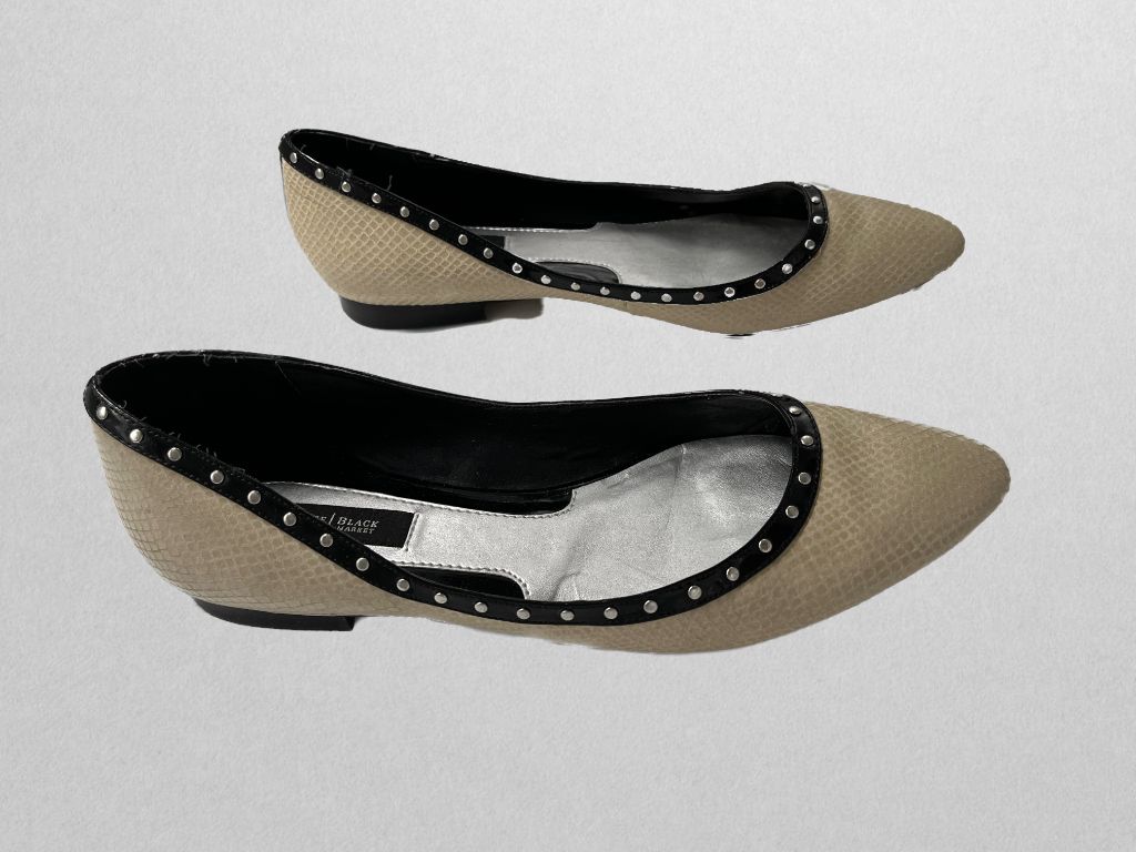 White House Black Market Cream/Black Flat