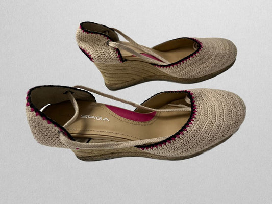 Via Spiga Cream/Pink Lenox Espadrille Tie Wedges