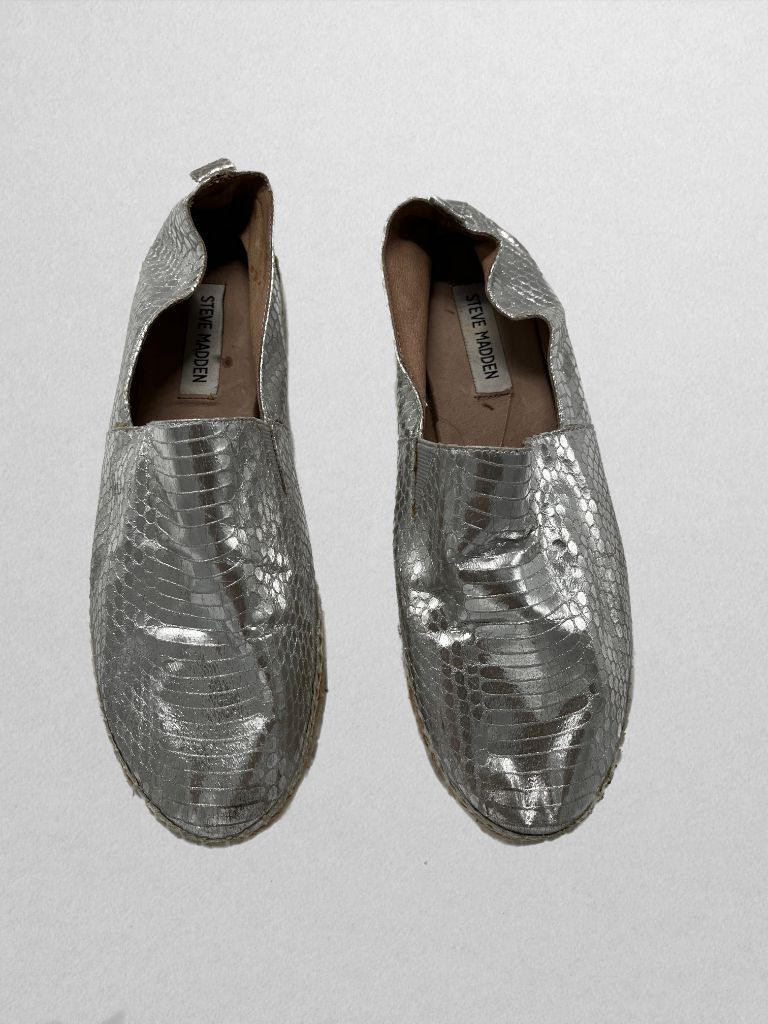 Steve Madden Silver Espadrille Flats