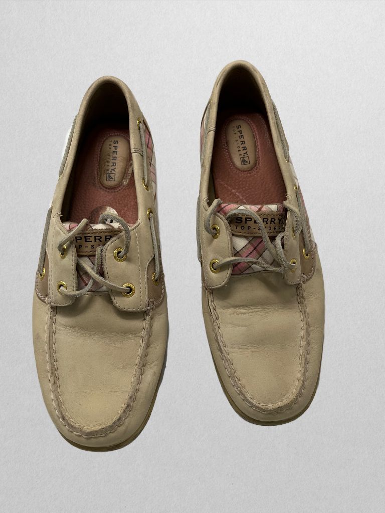 Sperry Cream/Pink Plaid Loafers