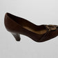 Aerosoles Signature Brown Heels with Metallic Toe Accent